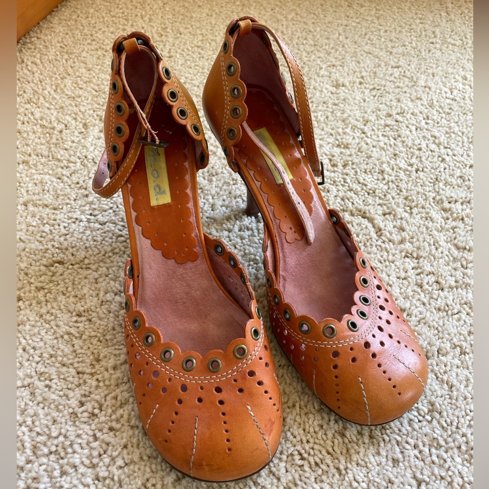 Burnt-Orange Embroidered and Studded Heels!